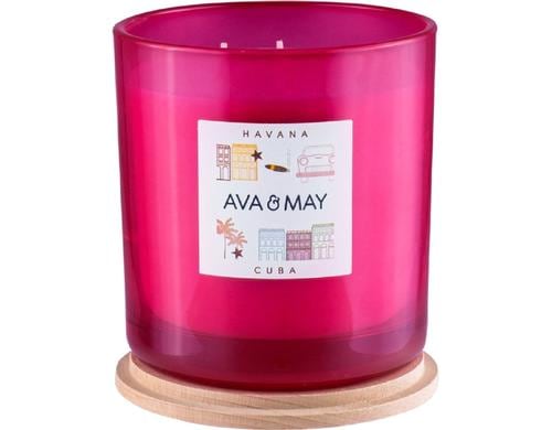 AVA & MAY Duftkerze Havanna, gross 12x12x12.5cm, 100% Sojawachs,70h Brennd.