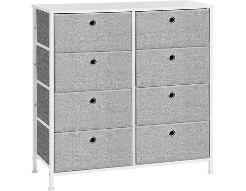 Songmics Kommode 8 Schubladen, Grau-Weiss 80x30x81.5 cm, MDF, Textil