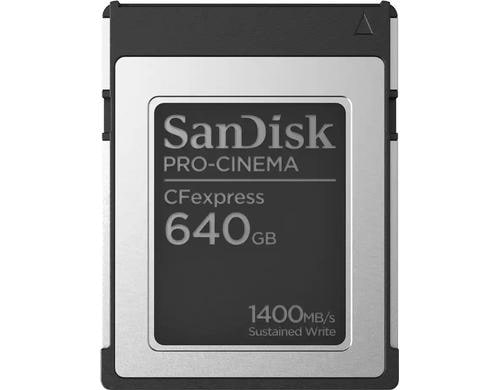 SanDisk PRO Cinema CFexpress 640GB Bis 1500 MB/s (s), 1700 MB/s (l)