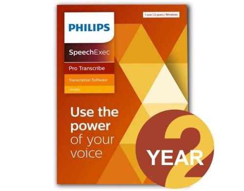 Philips LFH4522 SpeechExec Pro Transcribe ESD, Lizenz für 1 Arbeitsplatz, 2 Jahre Abo