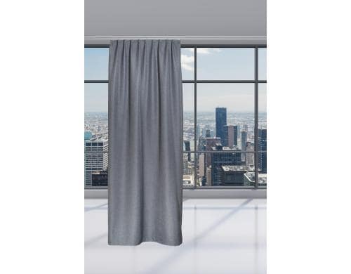 Casa Leon Fertigvorhang Vulcano,Leinenstruk Nacht, dunkelgrau,140x245cm, 1er Faltenband