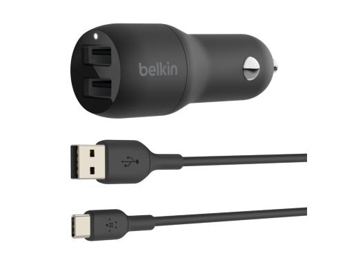 Belkin BOOST CHARGE USB-A-Kfz-Ladegerät Dua 2 Anschlüssen (24 W) USB-A/USB-C Kabel