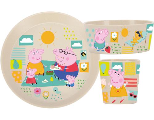 Koziol Kindergeschirr Set CONNECT weiss 3-teilig, Peppa Pig, Organic