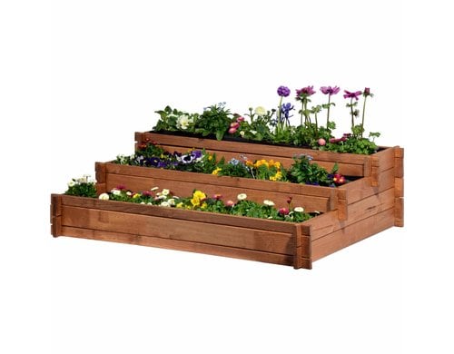 Etagen-Hochbeet Peru inkl. Pflanzvlies, aus Holz,  3-stufig