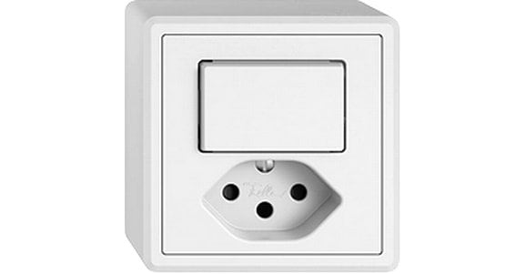 Feller EDIZIOliv Komb 1xT13-1xS3, AP, weiss Komplettset mit Steckklemmen Snapfix