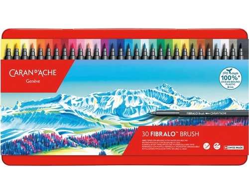 Caran d'Ache Filzstift Fibralo Brush Metallschachtel mit 30 Farben