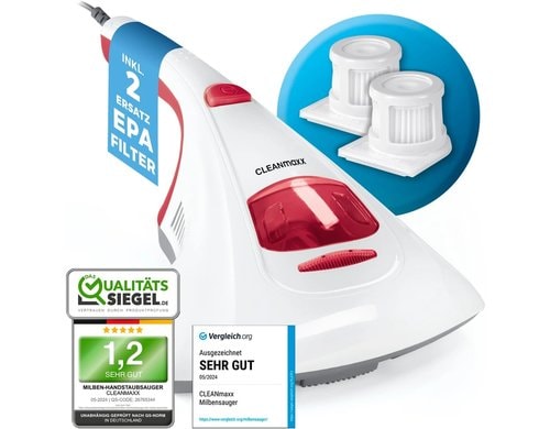 CLEANmaxx Matratzenreiniger mit UV-C-Licht Milben Handstaubsauger, 300W, Filter,