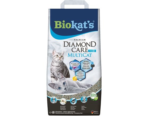 Biokat`s Diamond Care Multicat Fresh 8L Katzenstreu für Mehrkatzen-Haushalte