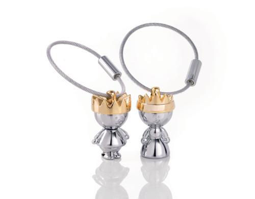 TROIKA LITTLE KING & LITTLE QUEEN Schlüsselanhänger chrom glänzend/gold