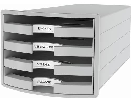 HAN Schubladenbox IMPULS A4/C4, 4 offene Schubladen grau