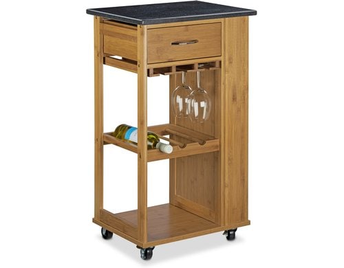 relaxdays Küchenwagen Alfred Bambus, 81,5 x 47,5 x 37,5 cm