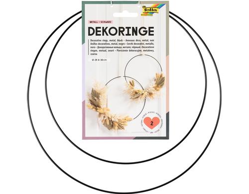 Folia Metallringe Schwarz 2 Stück, 25 + 30 cm