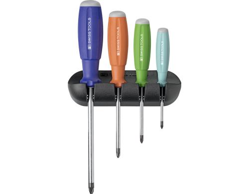 PB Schraubenziehersatz Swissgrip PB 8243 4-teilig mit Wandhalter, Rainbow