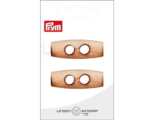 Bu Prym  Knopf Holzknebel 2-Loch 41 mm, Karte 2 Stück, creme