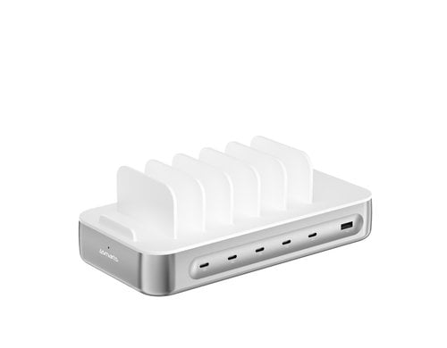 4SMARTS Ladestation Team, Silber 100W, 5x USB-C, 1x USB-A, 6 Kabel