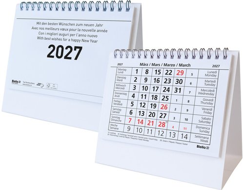 Biella Pultkalender 2027 Desktop Basic 14.8 x 10.5 cm, 1 Monat pro Seite