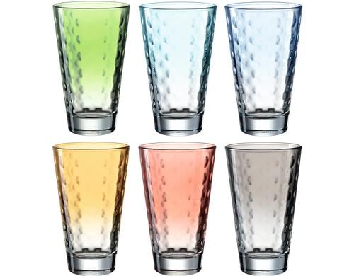 Leonardo Trinkglas Optic Pastell, 300ml 6 Farben, 6 Stück, 300ml