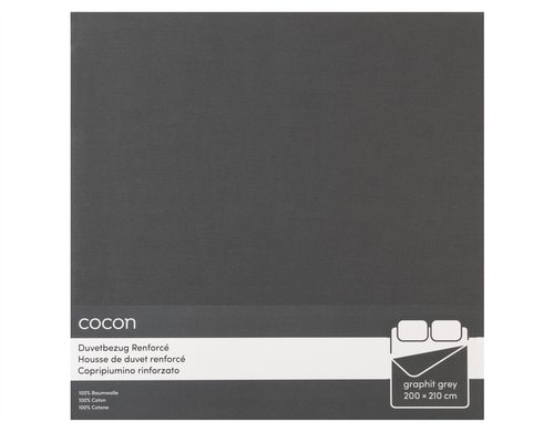 COCON, Duvetbezug Renforcé 200 x 210 cm, Gr 200x210 cm, grau