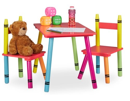 relaxdays Kindersitzgruppe 3-teilig MDF, Kiefernholz, China