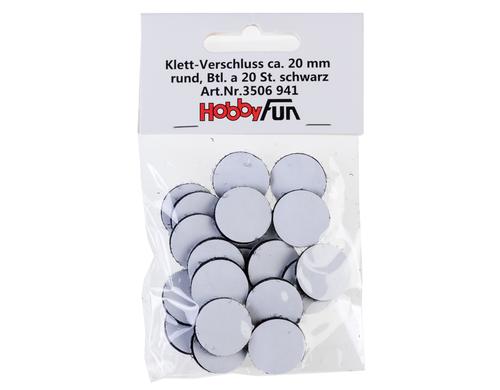 Hobbyfun Klett-Verschluss 20 mm rund schwarz, 20 Stück