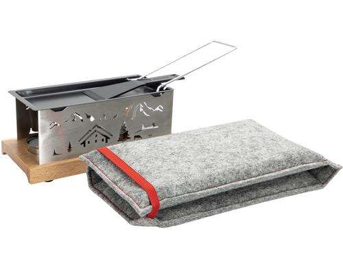 Nouvel Teelicht-Raclette Bergdorf mit Kerzen & Etui, Holz: Buche/Fagus, China