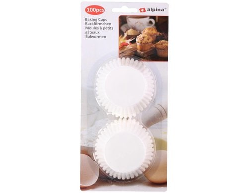 Alpina Backförmchen Weiss, 100 Stück 7x3 cm (DxH), PAP BL