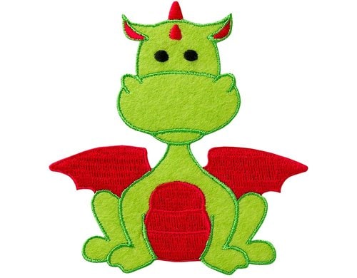 Monoquick Aufbügelbild Basic Drache, rot/grün 9.3 x 8.8 cm