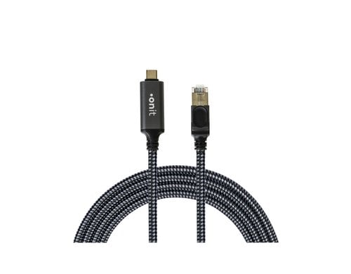 onit USB-Kabel C-RJ45 schwarz 5m Aluminium Gehäuse, 10/100/1000