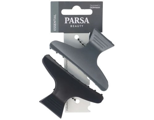 PARSA Haarabteilklammern, schwarz, grau 4 Stück, 9 cm