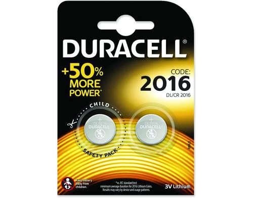 Duracell Lithium CR2016, 2 Stk 3 Volt, 1 Stück