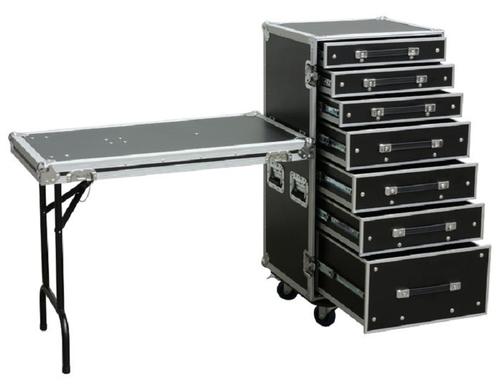 Power Dynamics PD-FA5 Flightcase mit 7 Schubladen und Tisch