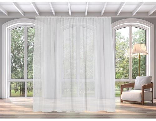 Casa Leon Tagesvorhang 450x245 cm, Weiss mit Faltenband ,30° waschbar, Polyester