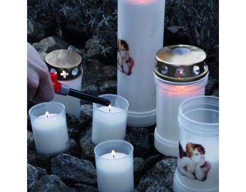 balthasar Grabkerzen Ersatz, 4 Stück Weiss, 5x6 cm (DxH), Kunststoff