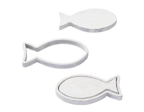 Hobbyfun Streuteile Fisch weiss, 3.5 - 4 cm, 8 Stück