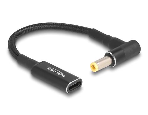 Delock Ladekabel USB-C zu 5,5x2,1mm Buchse zu Stecker, 90° gewinkelt, 15cm