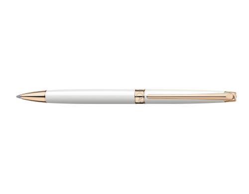Caran d`Ache Kugelschreiber Léman Slim weiss rosegold mit Goliath Patrone blau M