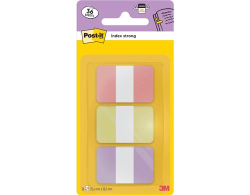 3M Post-it Index Strong 3 Blöcke à 12 Blatt, 25.4x38.1mm, pastell