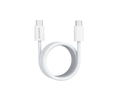 4smarts Magnetisches USB-Kabel RollUp USB-C-C, Weiss, 1.5m