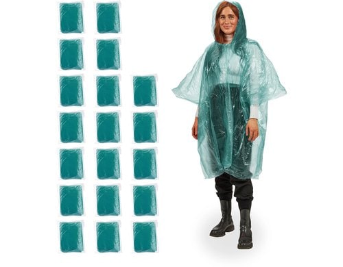 relaxdays Regenponcho einweg  20er Set ca. 122 x 125 cm, Grün