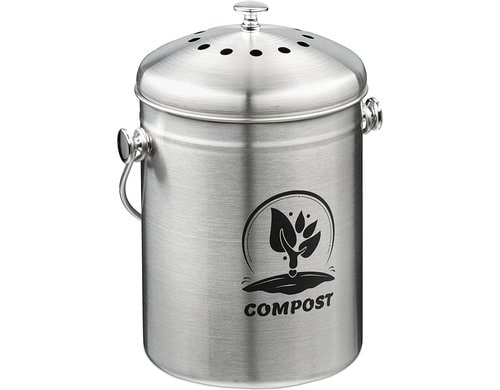 relaxdays Komposteimer mit Geruchsfilter 5 Liter, Silber