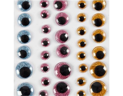 Creativ Company Wackelaugen selbstklebend farbig, 8 - 15 mm, 54 Stück, farbig
