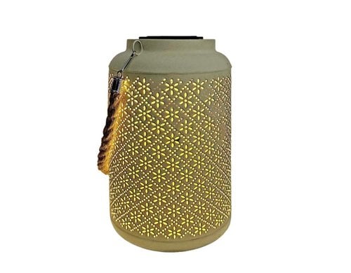 Dameco LED Solar Laterne gelb H:25.5cm inkl. LED warmweiss, solar panel