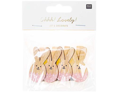 Rico Design Dekoklammer Osterhase puder, 4 Stück