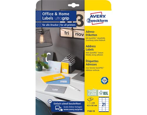 Avery Zweckform Adress-Etiketten ILK 63, weiss 5x38,1mm 10Bl