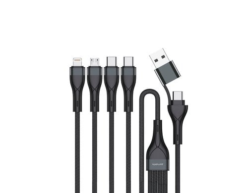 4smarts USB-C/A Multikabel 4 in 2 Ladekabel 1.2m, schwarz