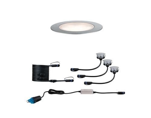 Paulmann Boden-Set 3x 1.3W 100lm 3000K IP65, Netzteil IP55, 90°, 24V, Silber