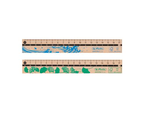 Herlitz Holzlineal 17cm GREENline 2 Motive assortiert, FSC-Mix