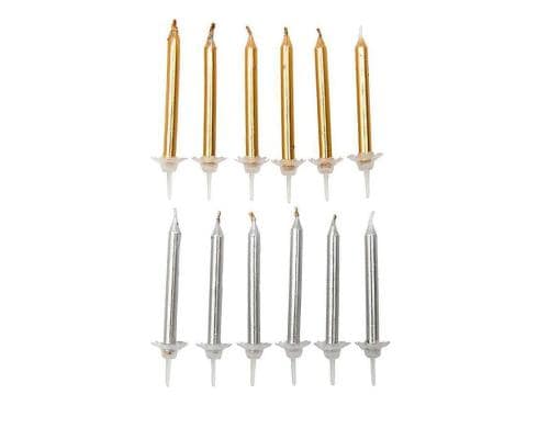 Rico Design Kerzen Set Gold Silber 24 Kerzen und Halter