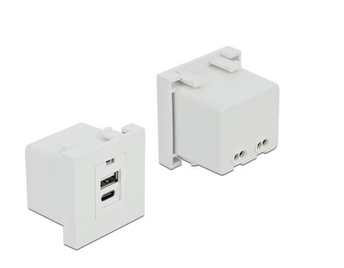 Delock Easy 45 USB Ladeportmodul, weiss USB-C und USB-A, 5V/2.1A