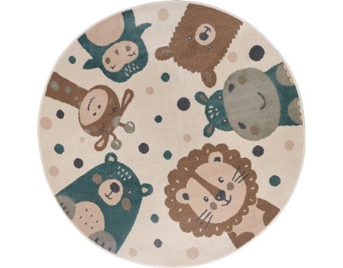 Hanse Home Kinderteppich Animal Party 100% Polypropylen, Ø 100cm, H: 0.8cm